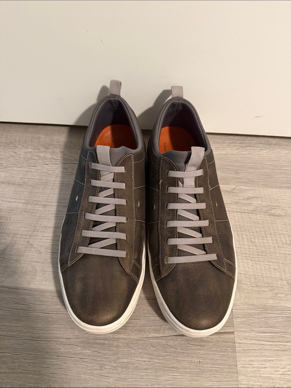 Martin Dingman Men's Gray Leather Low-Top Sneakers